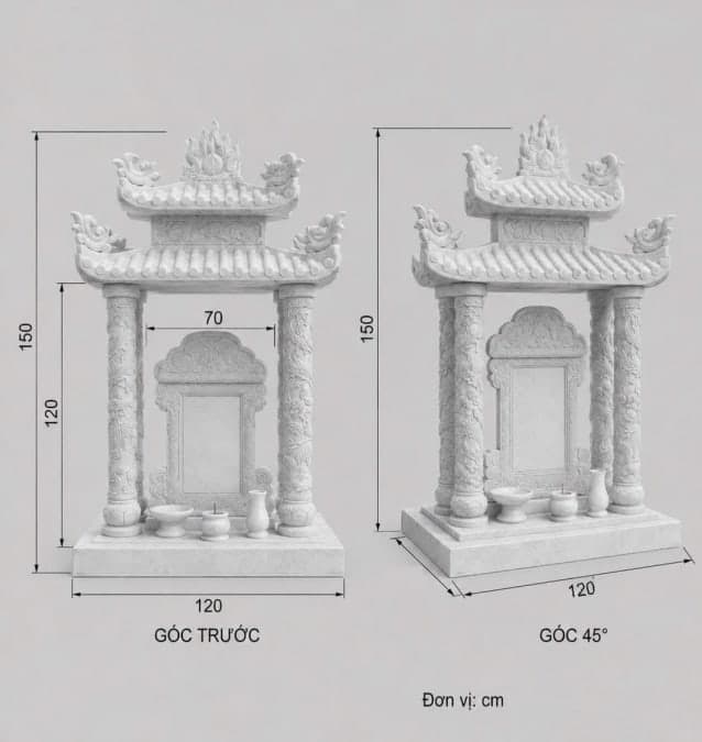 Nhà bia 1m5 đá trắng - ảnh phụ